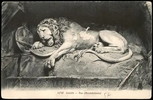 Ansichtskarte Luzern Lucerna Löwendenkmal Lion-Monument 1910