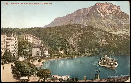 Brunnen SZ-Ingenbohl Ortspanorama Brunnen mit Fronalpstock (1919 m) 1910