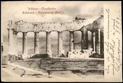 Postcard Athen Αθήνα Athènes Parthenon (Sud.) Parthenon 1916