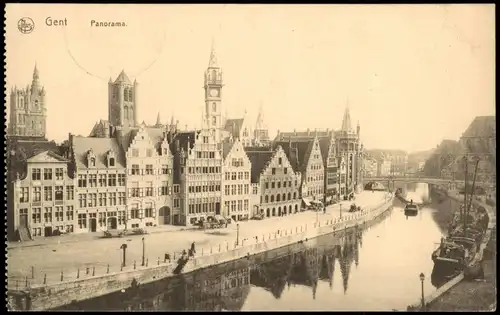 Gent Ghent (Gand) Stadt Panorama-Ansicht 1917   1. Weltkrieg Feldpost gelaufen