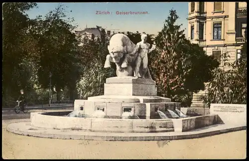 Ansichtskarte Zürich Geiserbrunnen Fontaine de Geiser 1915