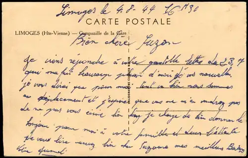 CPA Limoges Companille de la Gare 1930