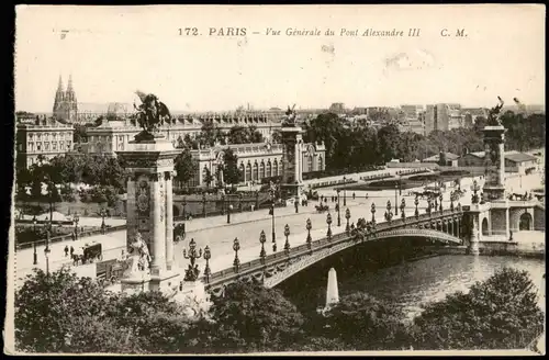 CPA Paris Vue Générale du Pont Alexandre III 1926