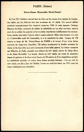 Sammelkarte Paris Kathedrale Notre-Dame de Paris (Sammelkarte) 1950