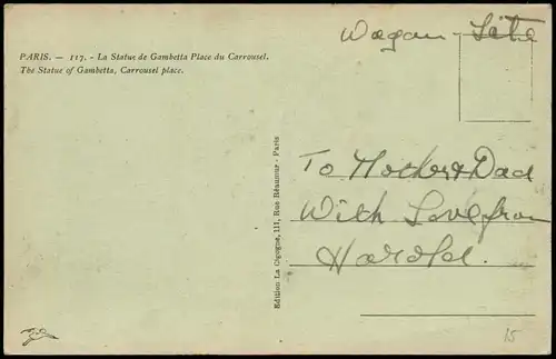 CPA Paris La Statue de Gambetta Place du Carrousel 1910