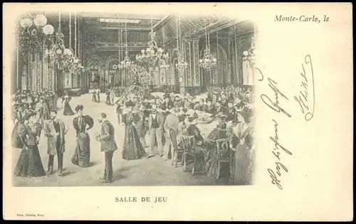 Postcard Monte-Carlo Kasino SALLE DE JEU 1901