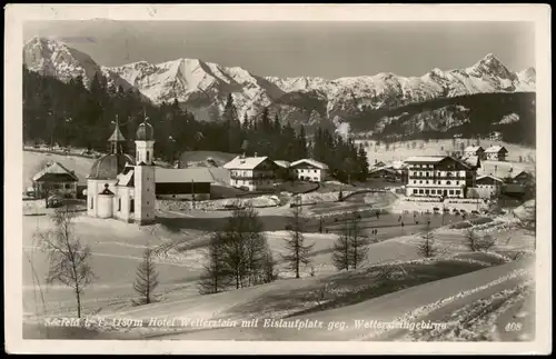 Ansichtskarte Seefeld Blick zum Hotel Wetterstein mit Eislaufplatz 1941