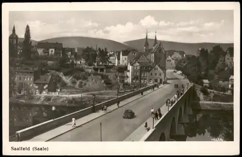 Saalfeld (Saale) Panorama-Ansicht Stadt Teilansicht mit Brücke 1951
