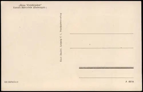 Bärenfels (Erzgebirge)-Altenberg (Erzgebirge) Partie am Haus Waldfrieden 1954