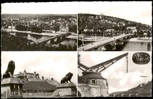 Ansichtskarte Würzburg Mehrbildkarte mit 4 Foto-Ansichten 1960