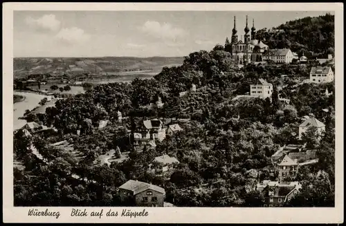 Ansichtskarte Würzburg Blick auf das Käppele, Stadt Teilansicht 1942