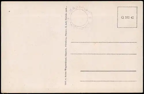 Ansichtskarte Würzburg Blick auf das Käppele, Stadt Teilansicht 1942