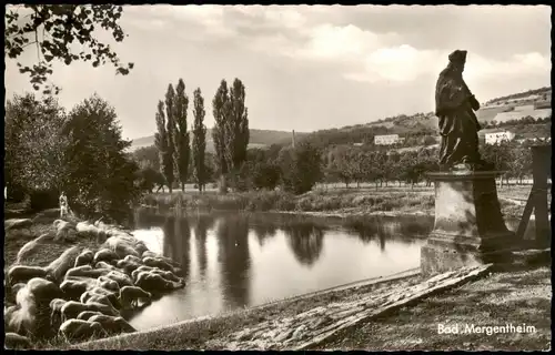 Ansichtskarte Bad Mergentheim Teilansicht mit Denkmal 1960
