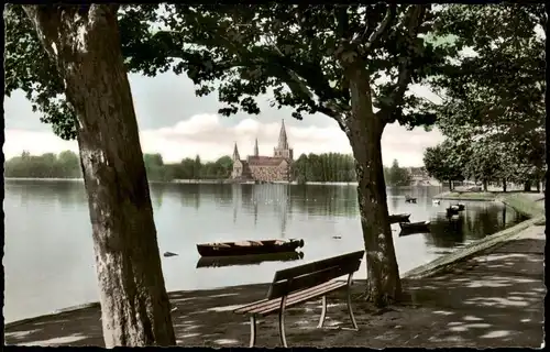 Konstanz Partie a.d. Uferstraße mit Insel-Hotel u. Münster 1957