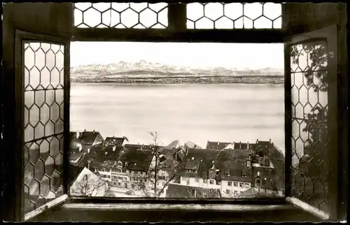 Meersburg Die Meersburg Blick vom Droste-Zimmer auf See und Alpen 1960