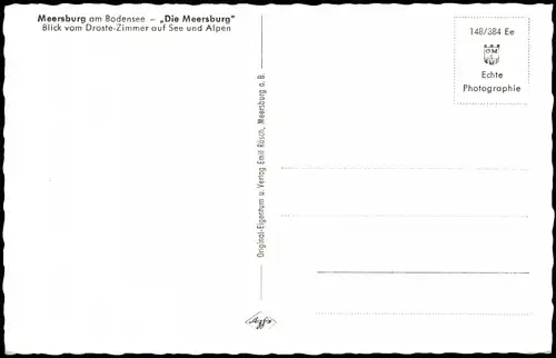 Meersburg Die Meersburg Blick vom Droste-Zimmer auf See und Alpen 1960