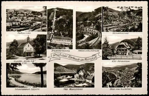 Ansichtskarte Forbach (Baden) Mehrbildkarte mit vielen Ortsansichten 1955