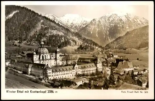 Ansichtskarte Ettal Kloster Ettal mit Krottenkopf 1955