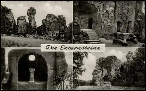 Holzhausen-Externsteine-Horn-Bad Meinberg Mehrbild-AK mit 4 Foto-Ansichten 1957