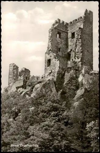 Königswinter Drachenfels Burg Ruine mit Hotel-Restaurant am Rhein 1963/1961