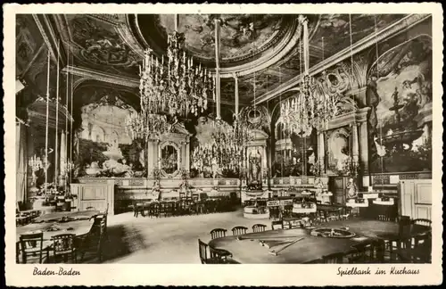 Ansichtskarte Baden-Baden Spiel-Casino Spielbank im Kurhaus Innenansicht 1951