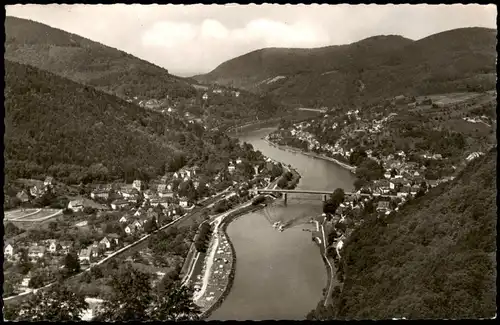 Heidelberg Neckartal Blick auf Schlierbach-Aue u. Campingplatz Ziegelhausen 1960