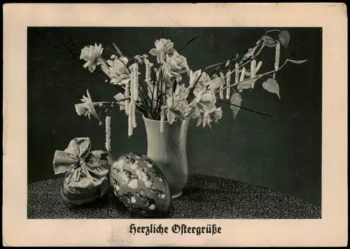 Ansichtskarte  Glückwunsch Ostern / Easter Einfachheit Strauß Ostereier 1942
