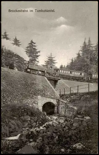 Ansichtskarte Ilsenburg (Harz) Brockenbahn im Tumkuhlental 1910