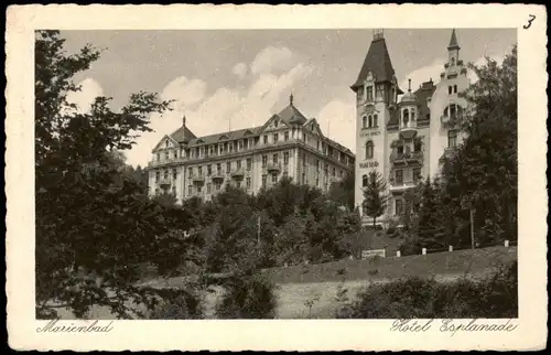 Postcard Marienbad Mariánské Lázně Partie am Hotel Esplanade 1930