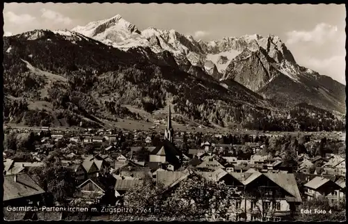 Ansichtskarte Garmisch-Partenkirchen Panorama-Ansicht m. Zugspitze 1960