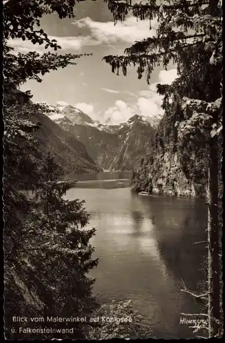 Schönau am Königssee Blick vom Malerwinkel auf Königsee u. Falkensteinwand 1953