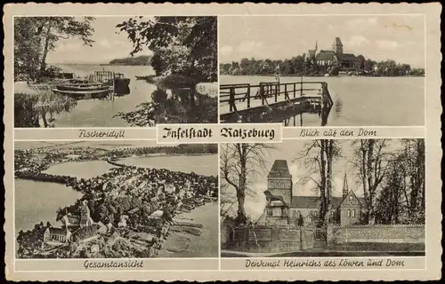 Ansichtskarte Ratzeburg Luftbild, Fischeridyll, Dom 1961