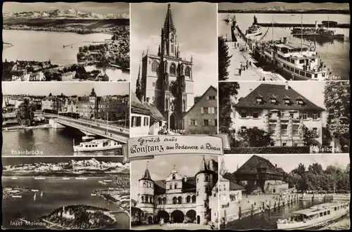 Konstanz Stadtteilansichten Mehrbild-AK ua. Hafen, Spielbank uvm. 1958