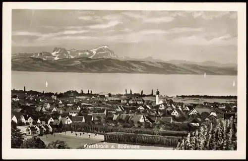 Ansichtskarte Kressbronn am Bodensee Panorama  See und Berge 1950