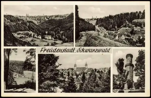 Freudenstadt Mehrbildkarte mit 5 Orts- und Umland-Ansichten 1950