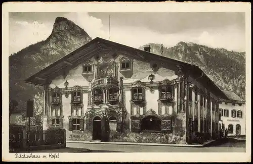 Ansichtskarte Oberammergau Pilatushaus Blick zum Kofel 1950