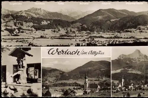 Wertach (Allgäu) Mehrbildkarte mit 4 Orts- bzw. Umlandansichten 1960