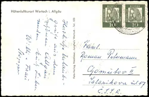 Wertach (Allgäu) Mehrbildkarte mit 4 Orts- bzw. Umlandansichten 1960