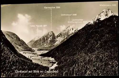 Mittenwald Umland-Ansicht: Ederkanzel mit Blick ins Leutaschtal 1960