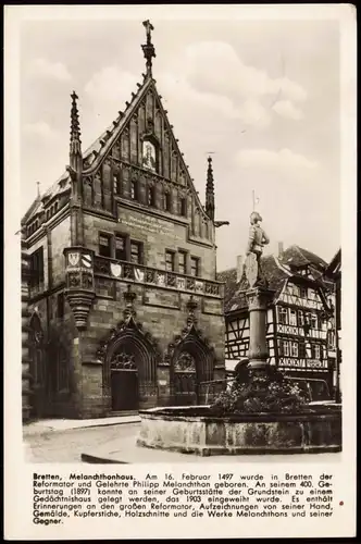 Ansichtskarte Bretten Melanchthonhaus (mit Geschichtsdaten) 1959