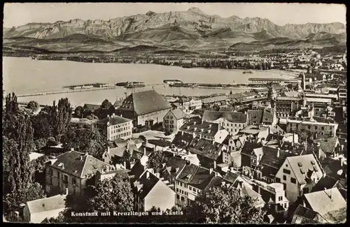 Ansichtskarte Konstanz Panorama mit Kreuzlingen und Santis 1955