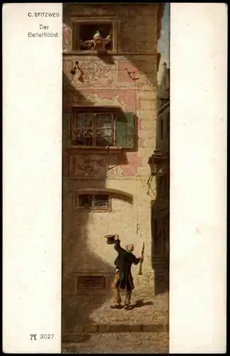 C. SPITZWEG Der Bettelflötist Künstlerkarte: Gemälde / Kunstwerke 1913