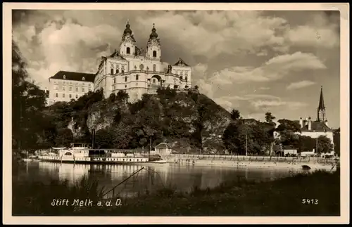 Ansichtskarte Melk Benediktiner-Kloster, Dampfer 1932