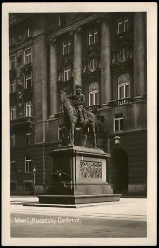 Ansichtskarte Wien Radetzky Denkmal - Fotokarte 1929