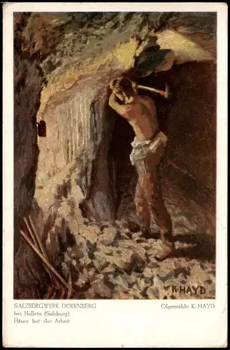 Ansichtskarte Hallein Salzbergwerk Dürrnberg - Künstlerkarte 1928