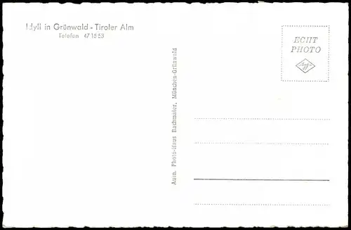 Grünwald (Oberbayern) Idyll in Grünwald - Tiroler Alm, Mehrbildkarte 1960