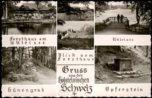 Plön Holsteinische Schweiz Mehrbild-AK ua. Forsthaus Ukleisee 1960