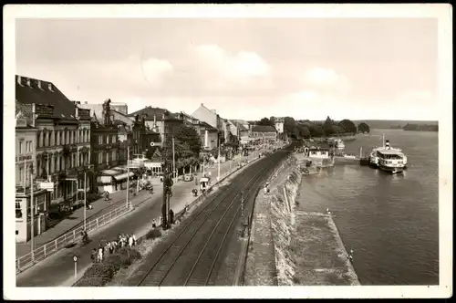 Ansichtskarte Rüdesheim (Rhein) Panorama-Ansicht Rhein Partie 1954