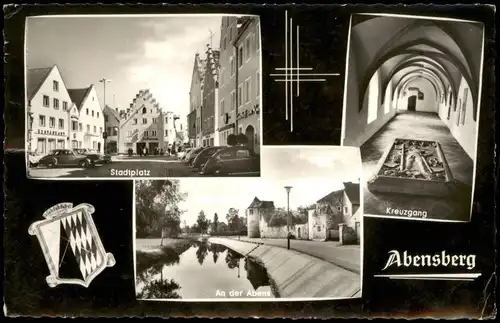 Abensberg Mehrbild-AK mit Stadtplatz, Kreuzgang, Partie a.d. Abens 1967