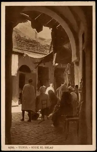 Postcard Tunis تونس Souk el Belat, Typen 1928